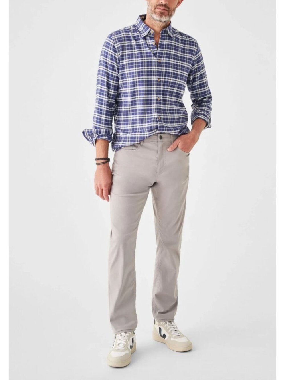 Faherty The All Time Shirt M Mens Blue Ocean Seas Plaid Soft Brushed Button Up